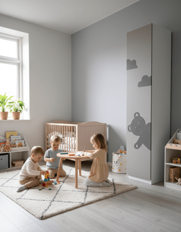 Mūsų gaminamos IKEA PAX durys – modernus pilkas fasadas