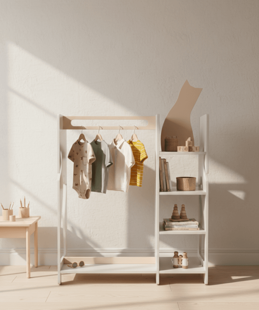 montessori spinta vaikams su drabuziais